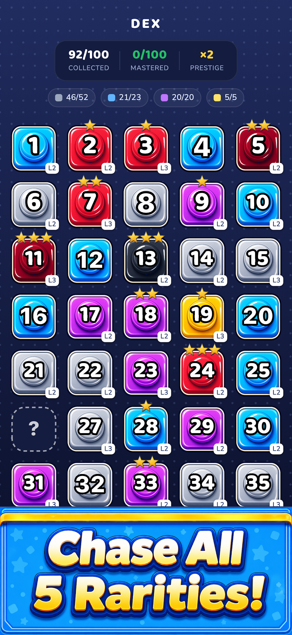 Block Number Gacha store screenshot showing the five collectible rarities